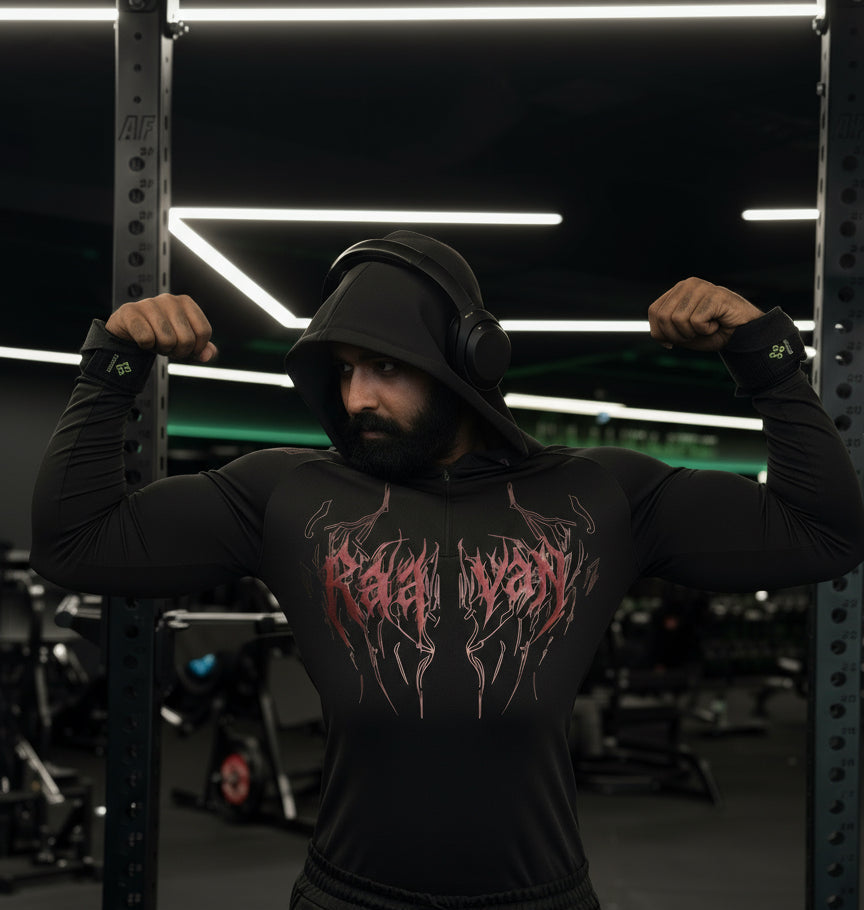 Compression Hoodie — Raavan (Red/Black)
